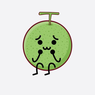 Karpuz Meyvesi Karakteri 'nin Vektör İllüstrasyonu. Hoş bir yüzü, basit elleri ve izole bir arka planda bacak çizgisi sanatı. Düz çizgi film karalama tarzı.