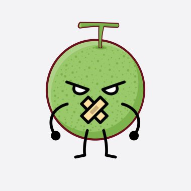 Karpuz Meyvesi Karakteri 'nin Vektör İllüstrasyonu. Hoş bir yüzü, basit elleri ve izole bir arka planda bacak çizgisi sanatı. Düz çizgi film karalama tarzı.