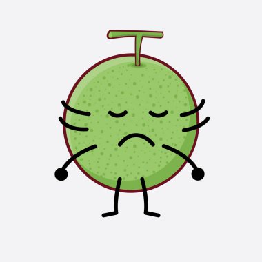 Karpuz Meyvesi Karakteri 'nin Vektör İllüstrasyonu. Hoş bir yüzü, basit elleri ve izole bir arka planda bacak çizgisi sanatı. Düz çizgi film karalama tarzı.