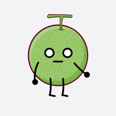 Karpuz Meyvesi Karakteri 'nin Vektör İllüstrasyonu. Hoş bir yüzü, basit elleri ve izole bir arka planda bacak çizgisi sanatı. Düz çizgi film karalama tarzı.