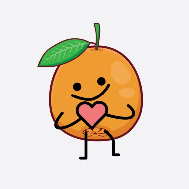 Göbek Portakalı Karakterinin Güzel Yüzü, Basit El ve Bacak Çizgisi Sanatı İzole Arkaplanda. Düz çizgi film karalama tarzı.