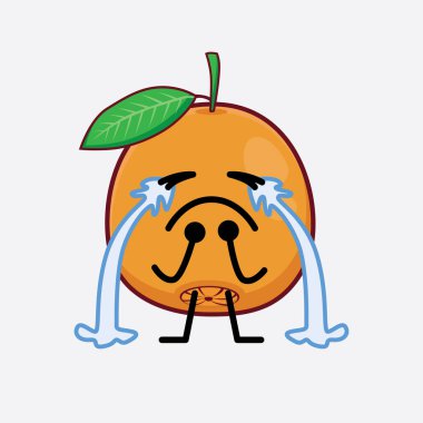 Göbek Portakalı Karakterinin Güzel Yüzü, Basit El ve Bacak Çizgisi Sanatı İzole Arkaplanda. Düz çizgi film karalama tarzı.