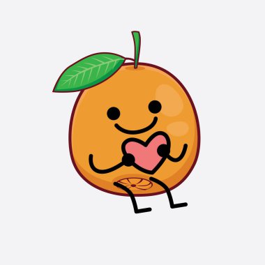 Göbek Portakalı Karakterinin Güzel Yüzü, Basit El ve Bacak Çizgisi Sanatı İzole Arkaplanda. Düz çizgi film karalama tarzı.