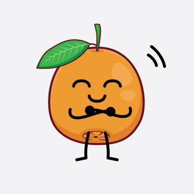 Göbek Portakalı Karakterinin Güzel Yüzü, Basit El ve Bacak Çizgisi Sanatı İzole Arkaplanda. Düz çizgi film karalama tarzı.