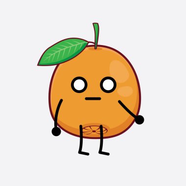 Göbek Portakalı Karakterinin Güzel Yüzü, Basit El ve Bacak Çizgisi Sanatı İzole Arkaplanda. Düz çizgi film karalama tarzı.