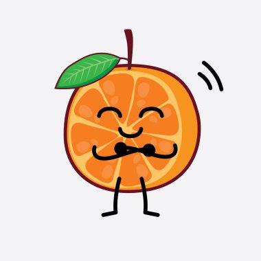 Dilimlenmiş Portakal Karakterinin Güzel Yüzü, Basit El ve Bacak Çizgisi Sanatı İzole Arkaplanda. Düz çizgi film karalama tarzı.