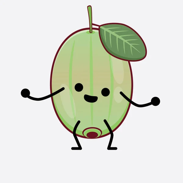 Vector Illustrasjon Ogeechee Lime Character Med Søtt Ansikt Enkle Hender – stockvektor