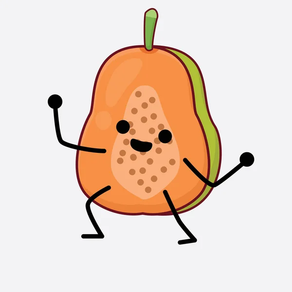 Ilustrație Vectorială Papaya Fruit Caracter Față Drăguță Mâini Simple Artă — Vector de stoc