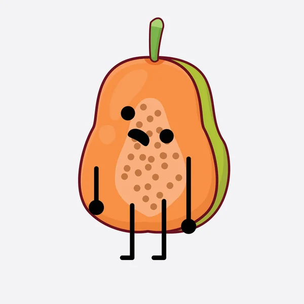 Vector Illustration Von Papaya Fruit Character Mit Niedlichem Gesicht Einfachen — Stockvektor