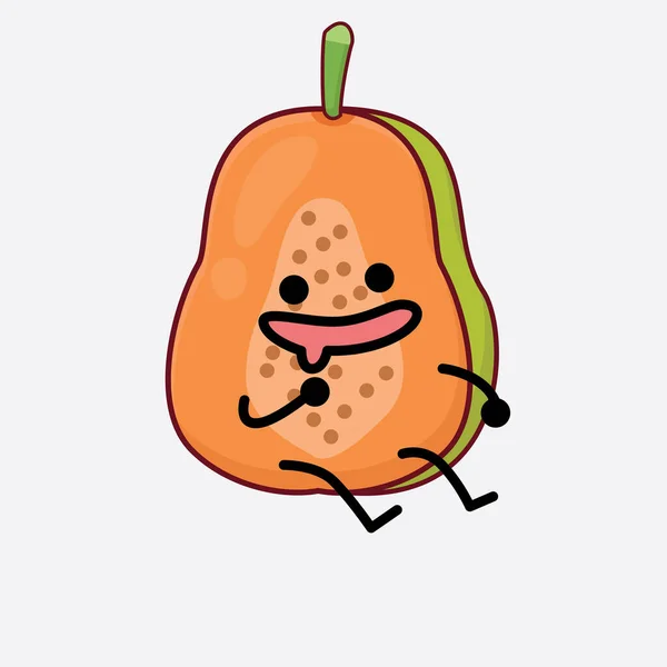 Ilustración Vectorial Del Personaje Fruta Papaya Con Cara Linda Manos — Archivo Imágenes Vectoriales