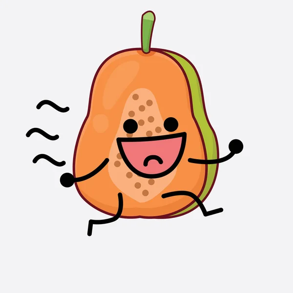 Ilustración Vectorial Del Personaje Fruta Papaya Con Cara Linda Manos — Vector de stock