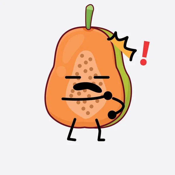 Vector Illustration Papaya Fruit Character Cute Face Simple Hands Leg - Stok Vektor