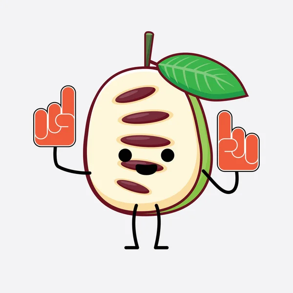 Vector Illustration Pawpaw Fruit Character Cute Face Simple Hands Leg — Stock Vector