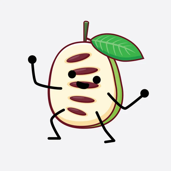 Vector Illustration Pawpaw Fruit Character Cute Face Simple Hands Leg — 스톡 벡터