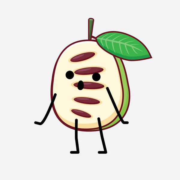 Ilustração Vetorial Pawpaw Fruit Character Com Rosto Bonito Mãos Simples —  Vetores de Stock