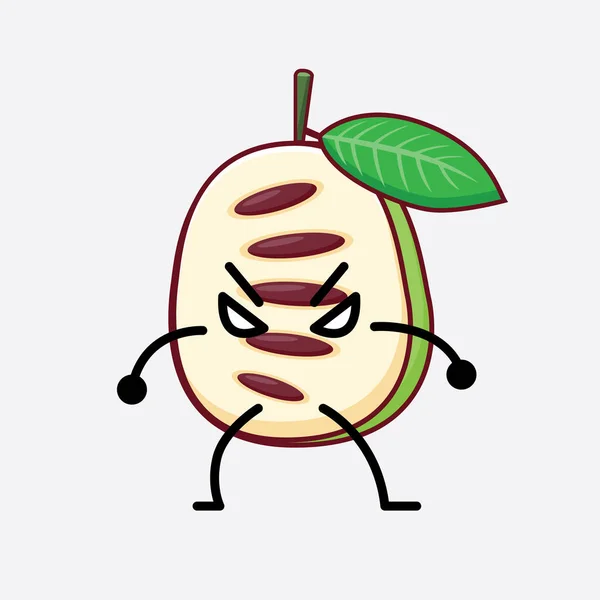 Ilustração Vetorial Pawpaw Fruit Character Com Rosto Bonito Mãos Simples — Vetor de Stock