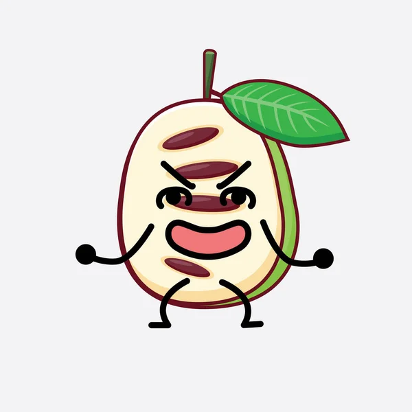 Vector Illustration Pawpaw Fruit Character Mit Niedlichem Gesicht Einfachen Händen — Stockvektor