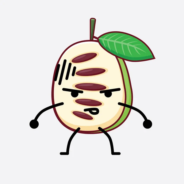 Vector Illustration Pawpaw Fruit Character Cute Face Simple Hands Leg — 스톡 벡터