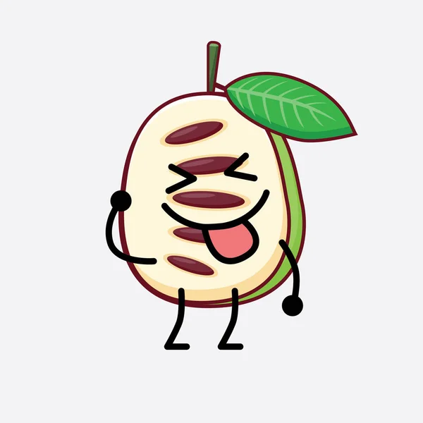 Illustration Vectorielle Personnage Fruit Patte Scie Avec Visage Mignon Les — Image vectorielle