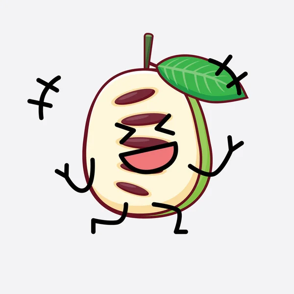 Ilustração Vetorial Pawpaw Fruit Character Com Rosto Bonito Mãos Simples — Vetor de Stock