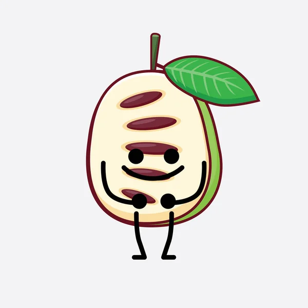 Vector Illustrasjon Pawpaw Fruit Character Med Søtt Ansikt Enkle Hender – stockvektor