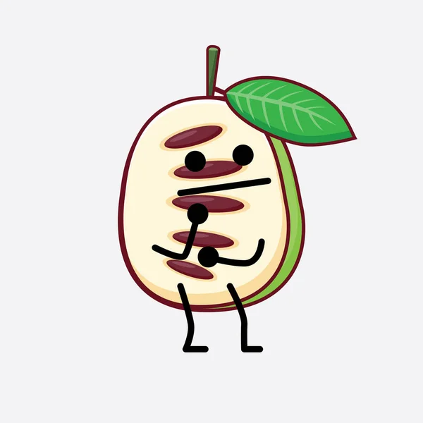 Ilustração Vetorial Pawpaw Fruit Character Com Rosto Bonito Mãos Simples —  Vetores de Stock