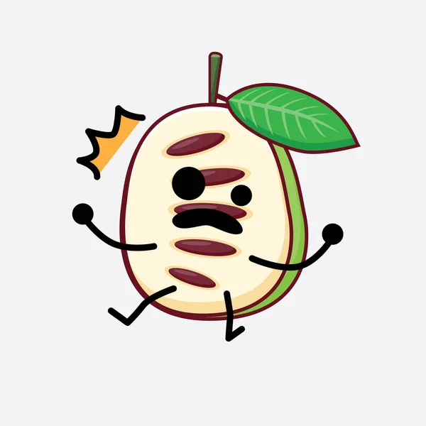 Vector Illustration Pawpaw Fruit Character Cute Face Simple Hands Leg - Stok Vektor