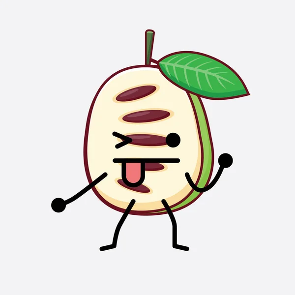 Ilustração Vetorial Pawpaw Fruit Character Com Rosto Bonito Mãos Simples — Vetor de Stock