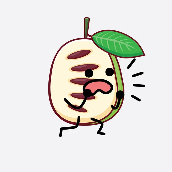 Illustration Vectorielle Personnage Fruit Patte Scie Avec Visage Mignon Les — Image vectorielle