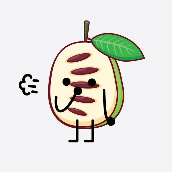 Ilustração Vetorial Pawpaw Fruit Character Com Rosto Bonito Mãos Simples —  Vetores de Stock