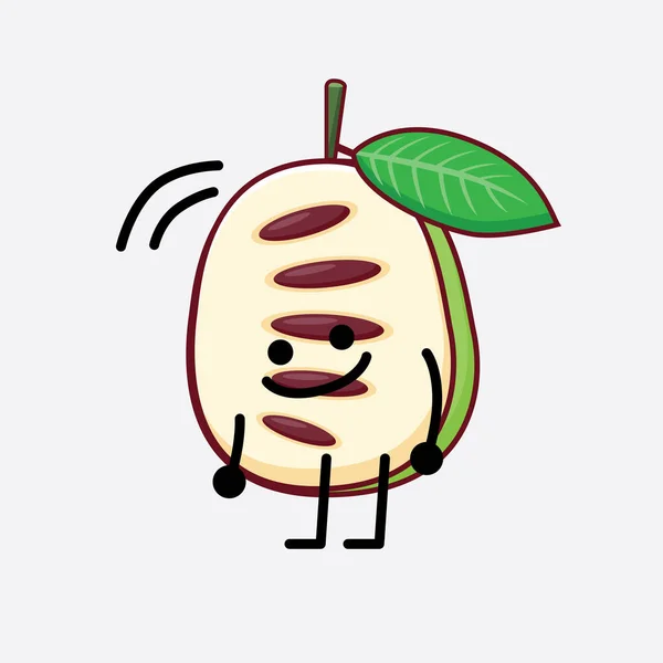 Vektori Kuva Pawpaw Fruit Character Söpö Kasvot Yksinkertaiset Kädet Jalka — vektorikuva