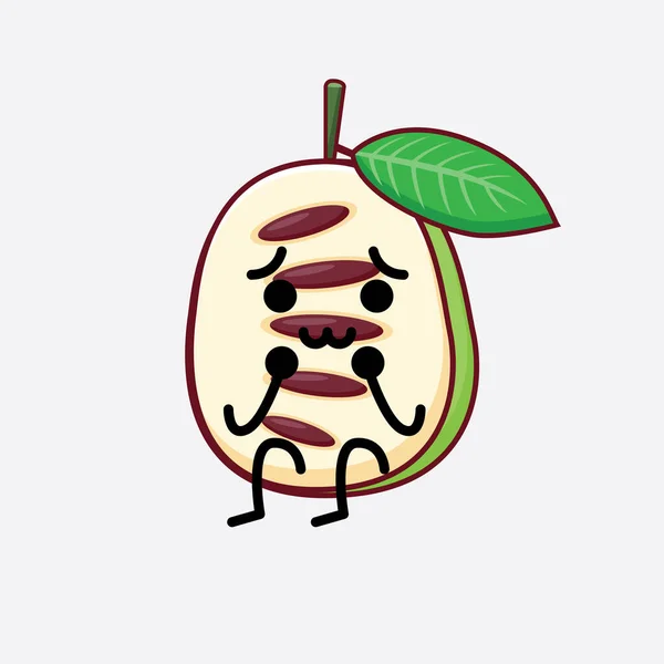 Illustration Vectorielle Personnage Fruit Patte Scie Avec Visage Mignon Les — Image vectorielle
