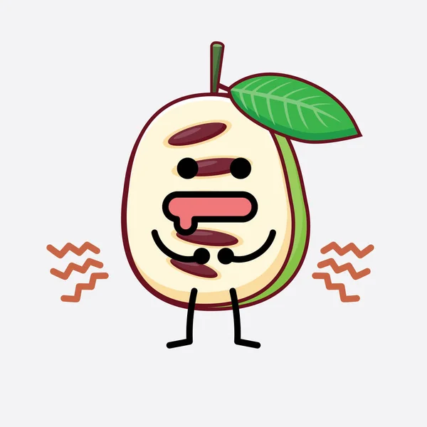 Vector Illustrasjon Pawpaw Fruit Character Med Søtt Ansikt Enkle Hender – stockvektor