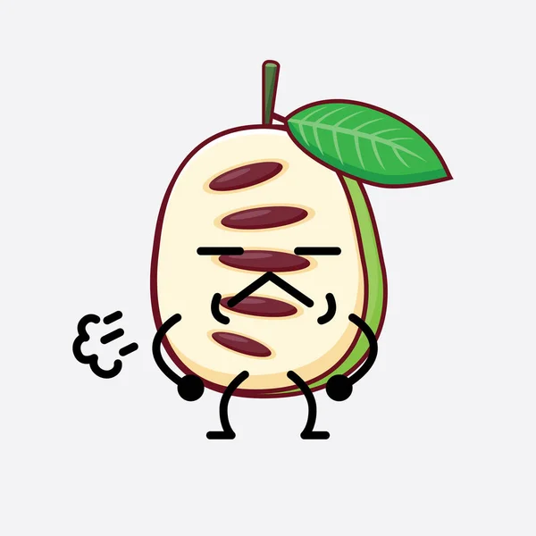Vector Illustration Pawpaw Fruit Character Cute Face Simple Hands Leg — 스톡 벡터
