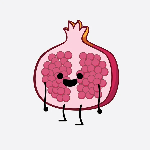 Illustration Vectorielle Personnage Fruit Grenade Avec Visage Mignon Les Mains — Image vectorielle