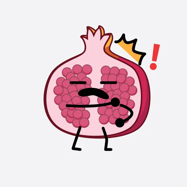 Διάνυσμα Εικονογράφηση Του Χαρακτήρα Φρούτα Ρόδι Χαριτωμένο Πρόσωπο Απλά Χέρια — Διανυσματικό Αρχείο