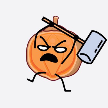 Quaribia Cordata Corruit Karakteri 'nin Güzel yüzlü, basit elli ve bacak çizgisi resimli tasviri. Düz çizgi film karalama tarzı.