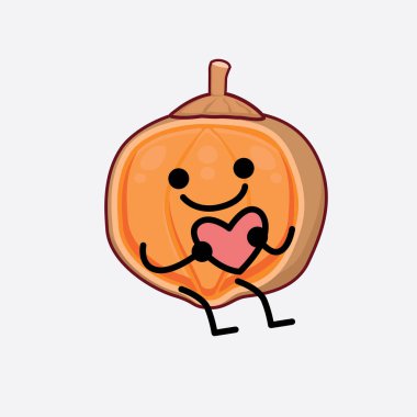 Quaribia Cordata Corruit Karakteri 'nin Güzel yüzlü, basit elli ve bacak çizgisi resimli tasviri. Düz çizgi film karalama tarzı.