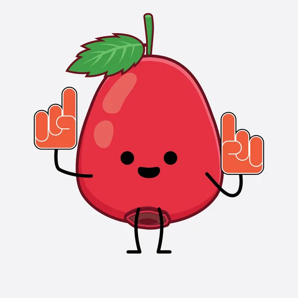 Vector Illustration Rose Hip Fruit Character Cute Face Simple Hands - Stok Vektor