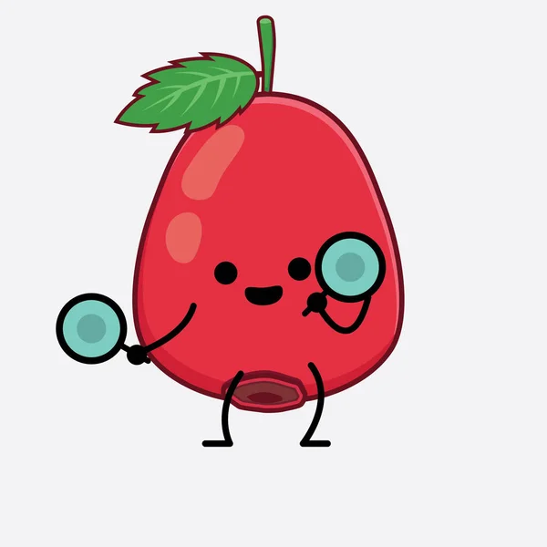 Ilustração Vetorial Rose Hip Fruit Character Com Rosto Bonito Mãos — Vetor de Stock