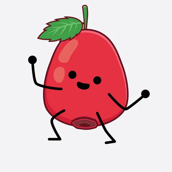 Vektor Illustration Rose Hip Fruit Character Med Söt Ansikte Enkla — Stock vektor