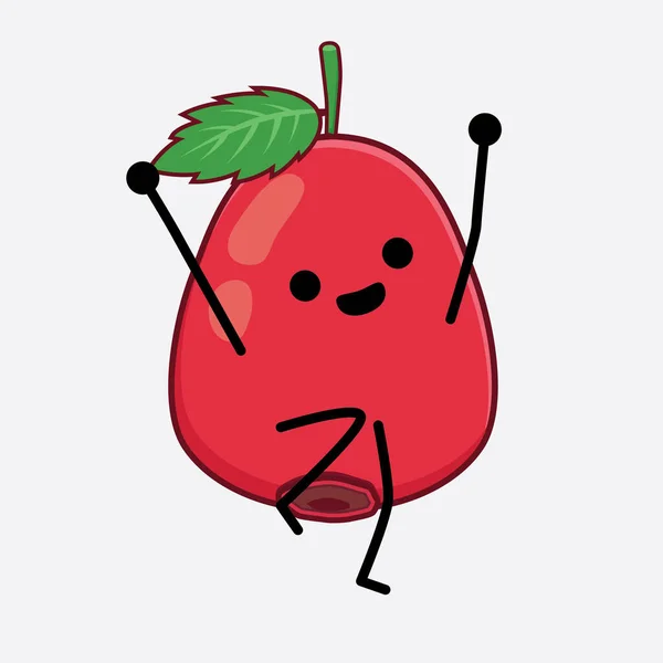 Vektor Illustration Rose Hip Fruit Character Med Söt Ansikte Enkla — Stock vektor