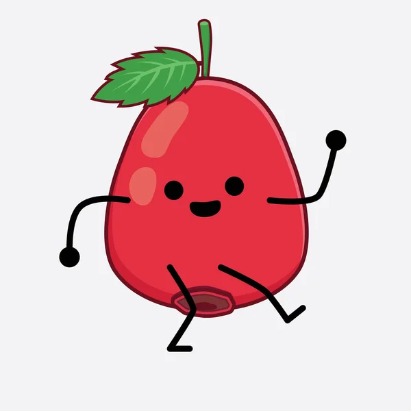 Wektor Ilustracja Rose Hip Fruit Character Uroczej Twarzy Proste Ręce — Wektor stockowy