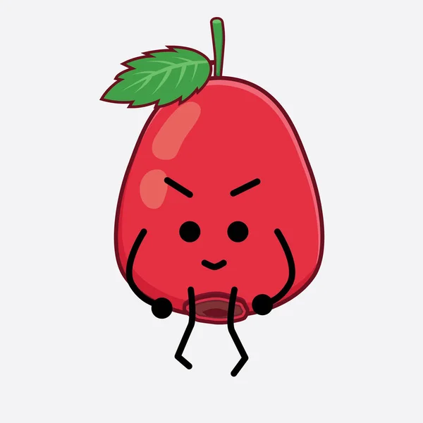 Ilustração Vetorial Rose Hip Fruit Character Com Rosto Bonito Mãos — Vetor de Stock