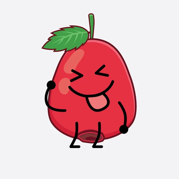 Vector Illustratie Van Rose Hip Fruit Karakter Met Schattig Gezicht — Stockvector