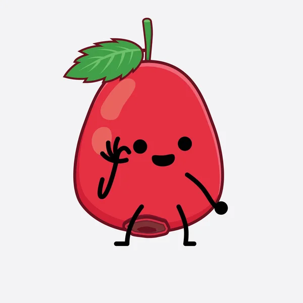 Illustration Vectorielle Rose Hip Fruit Caractère Avec Visage Mignon Les — Image vectorielle