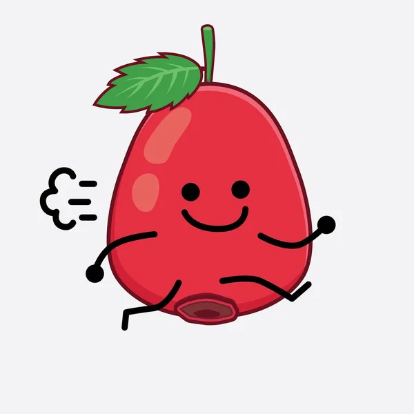 Wektor Ilustracja Rose Hip Fruit Character Uroczej Twarzy Proste Ręce — Wektor stockowy