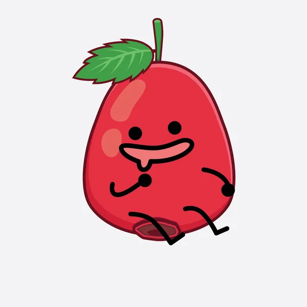 Vector Illustratie Van Rose Hip Fruit Karakter Met Schattig Gezicht — Stockvector