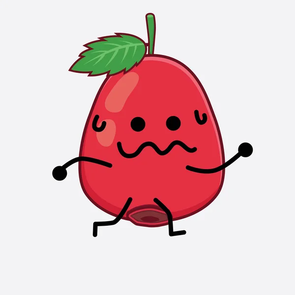 Ilustração Vetorial Rose Hip Fruit Character Com Rosto Bonito Mãos — Vetor de Stock