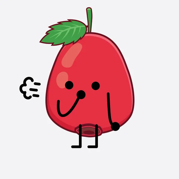 Wektor Ilustracja Rose Hip Fruit Character Uroczej Twarzy Proste Ręce — Wektor stockowy